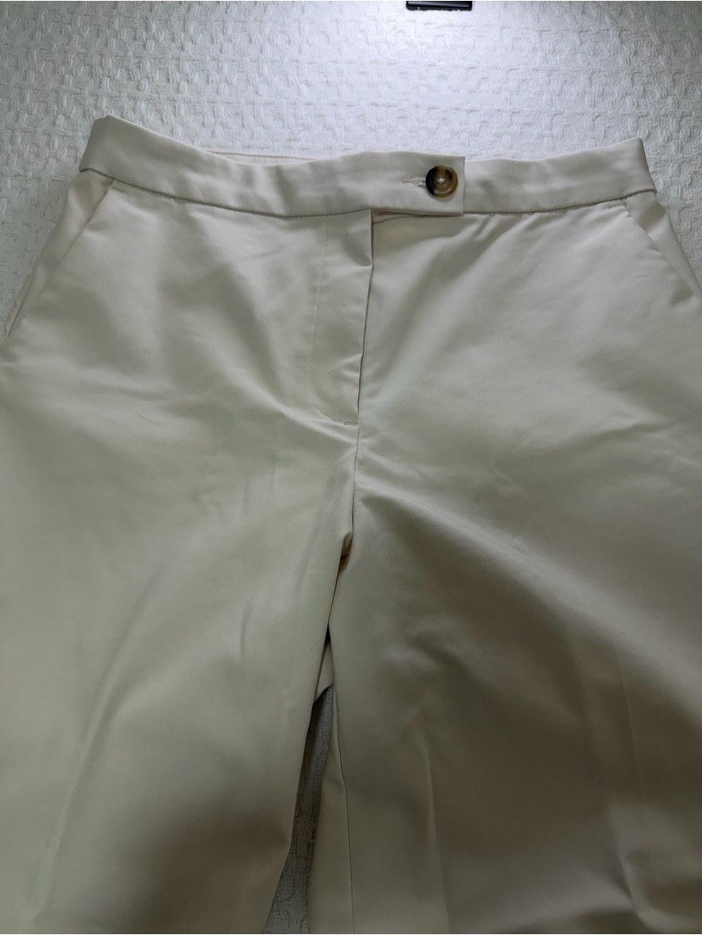 H&M Cream Cropped Trousers with Button Waist